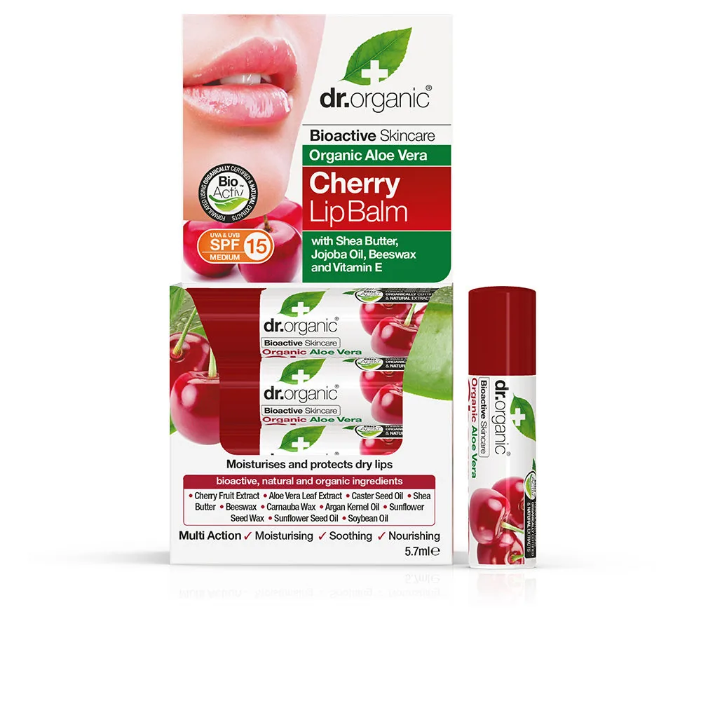 Dr. Organic Balsamo labbra ALOE VERA E CILIEGIA SPF15