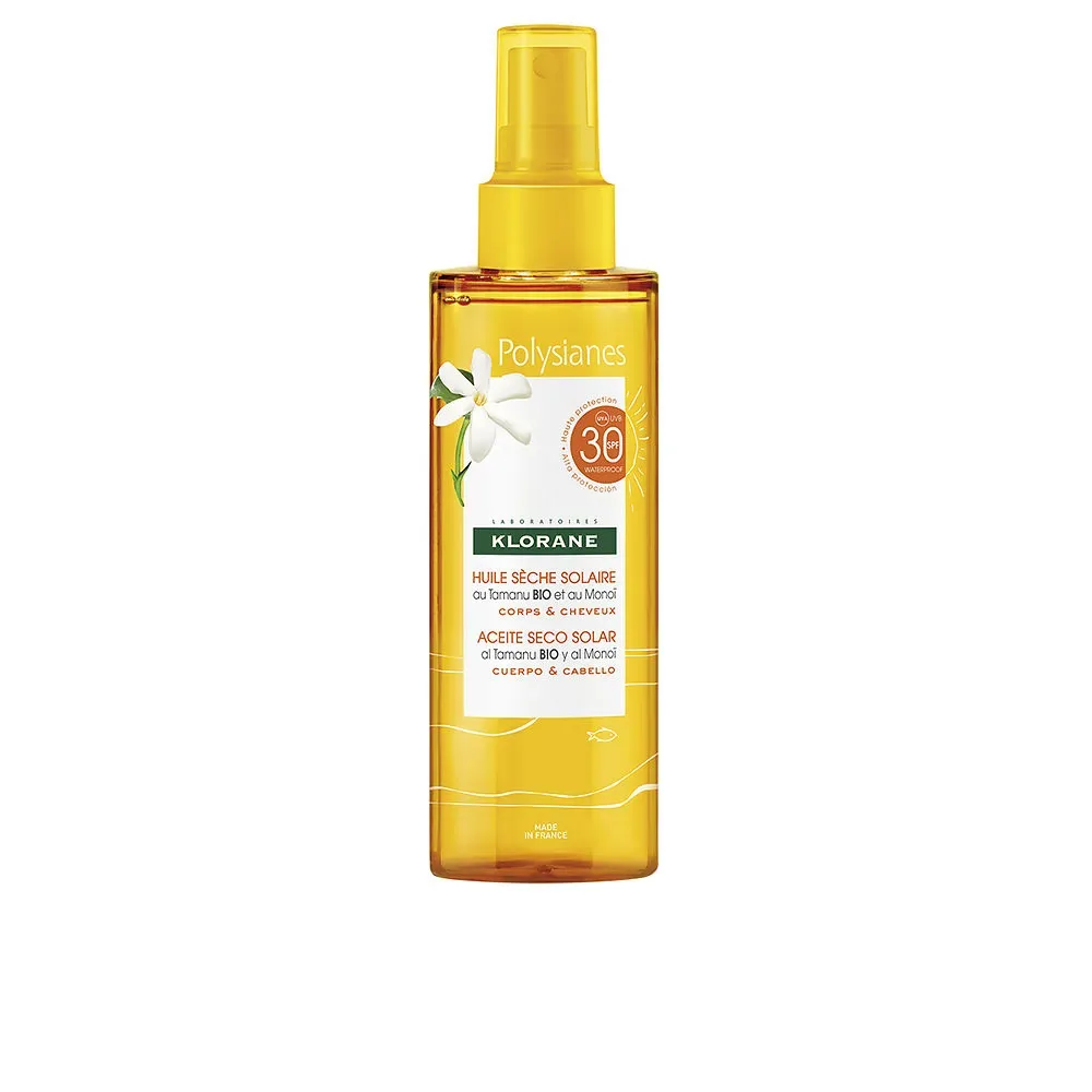 POLYSIANE MONOÏ Y TAMANU BIO huile sèche solaire SPF30 200 ml