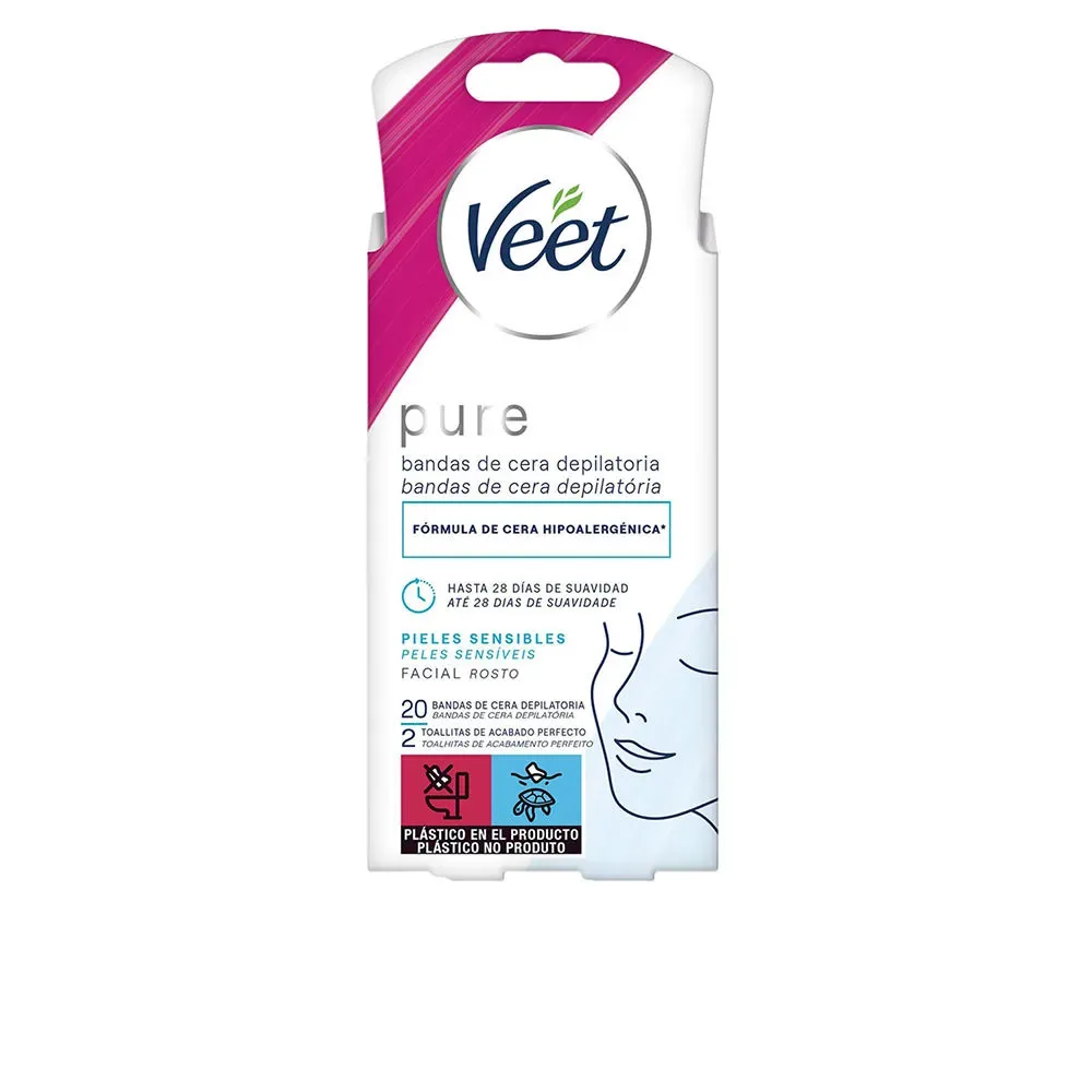 Veet BANDAS DE CERA depilatorias faciales pure piel sensible