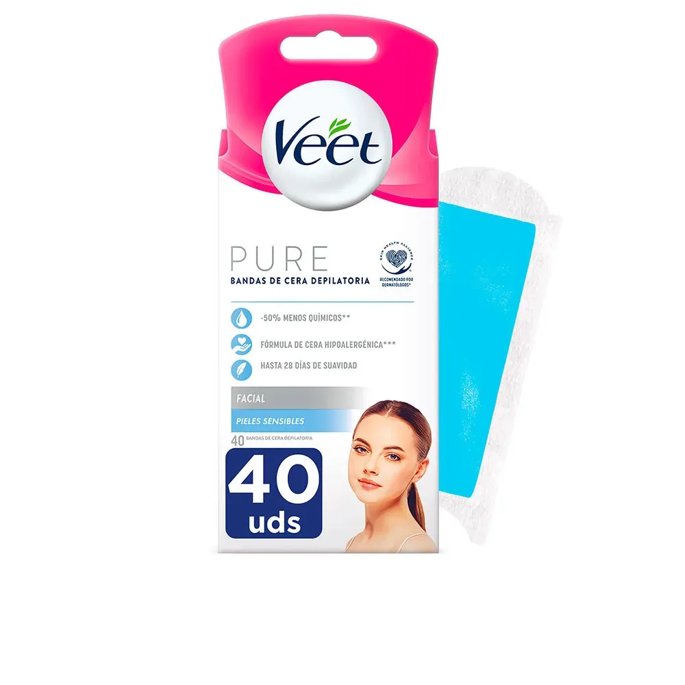 Veet BANDAS DE CERA PURE facial piel sensible