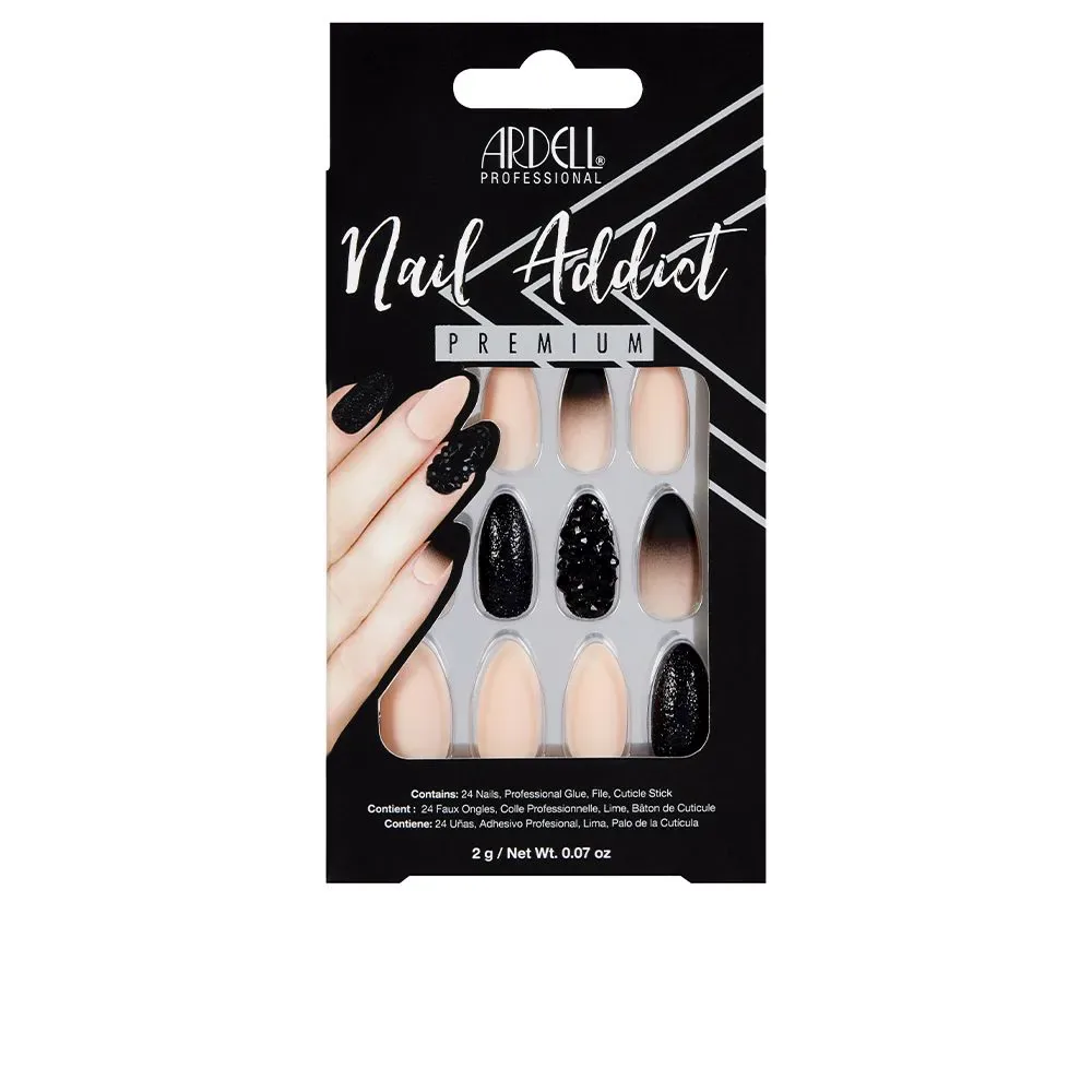 Ardell NAIL ADDICT black stud & pink ombre