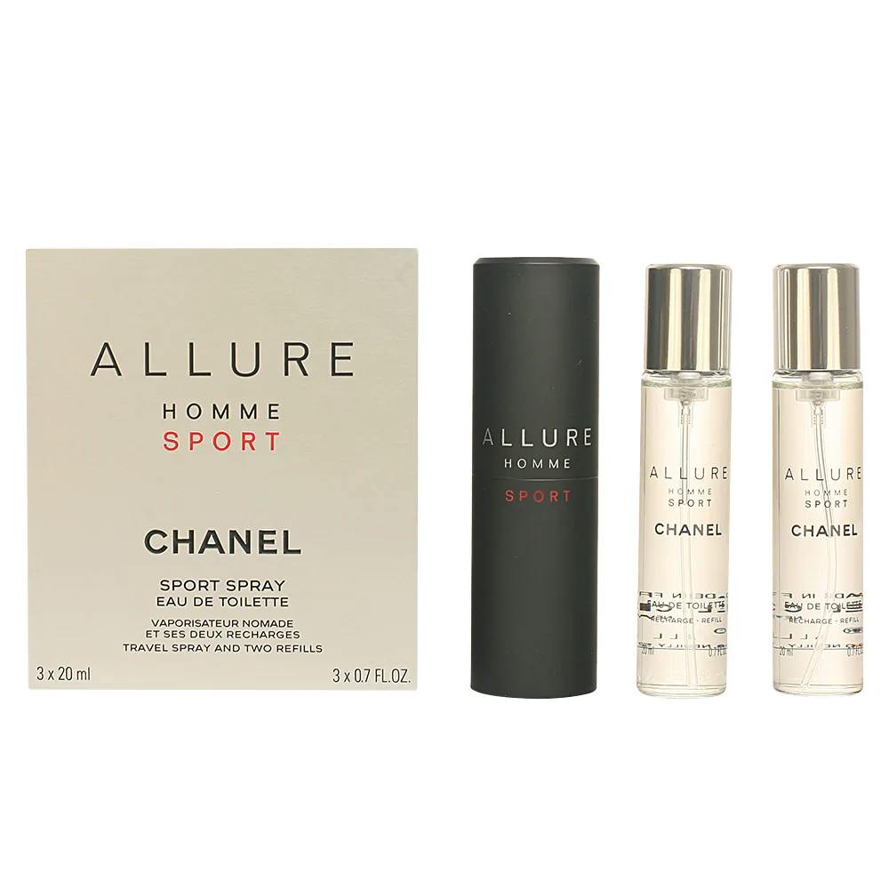 ALLURE HOMME SPORT eau de toilette vaporizador de viaje y 2 recargas 3 x 20 ml