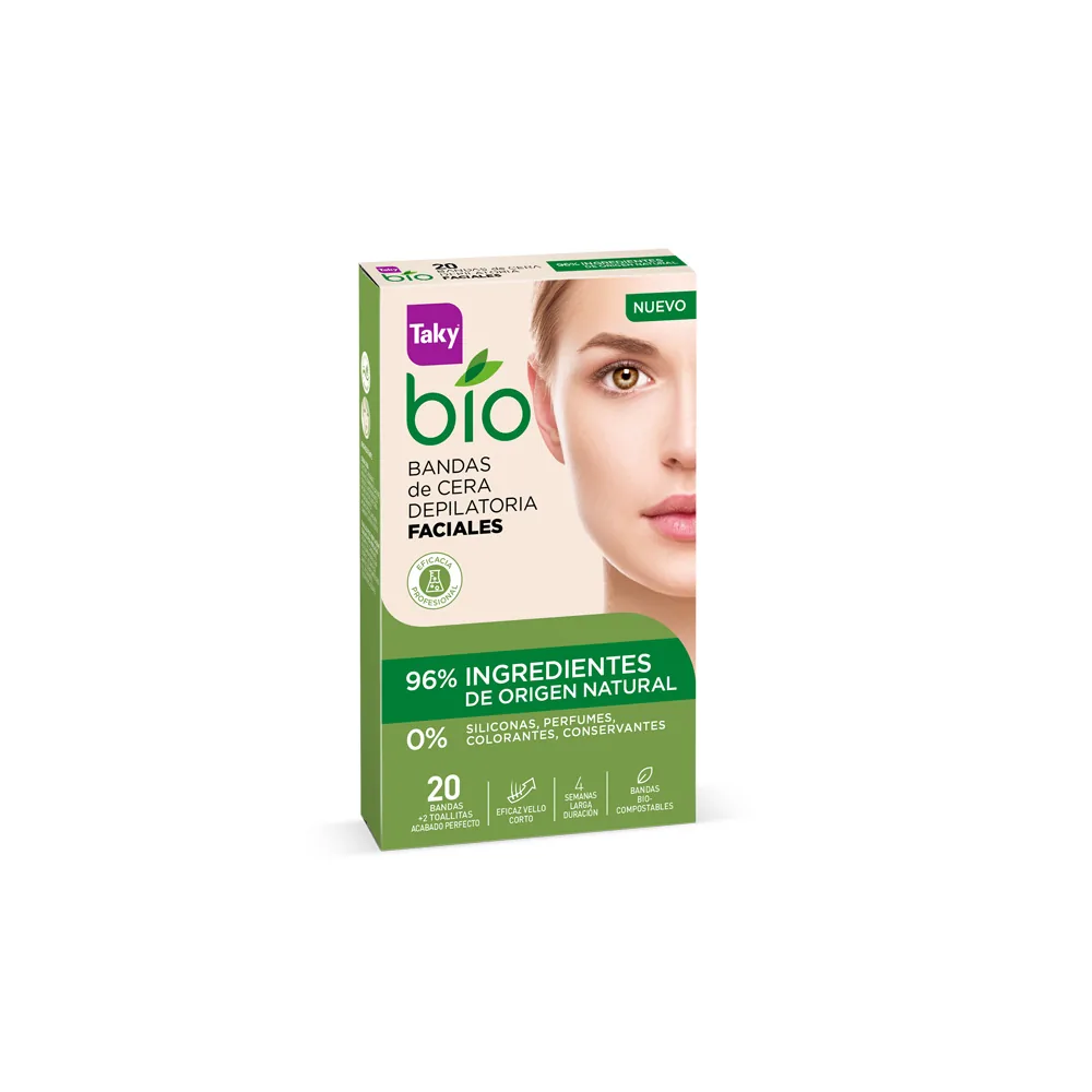 Taky BIO NATURAL 0% bandas de cera faciales depilatorias