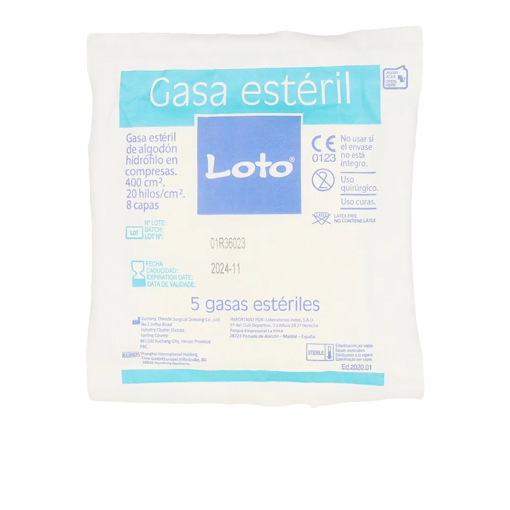Indasec, LOTO gasa suave hidrófila 100% algodón