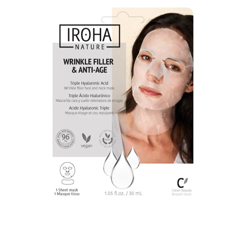 Iroha Nature, FILLER RUGHE E maschera riempitiva antirughe viso e collo ANTI-AGE